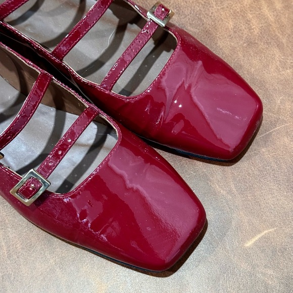 Alohas Luke Patent Leather Mary Jane Flats in Wine Burgundy Red - Picture 6 of 8